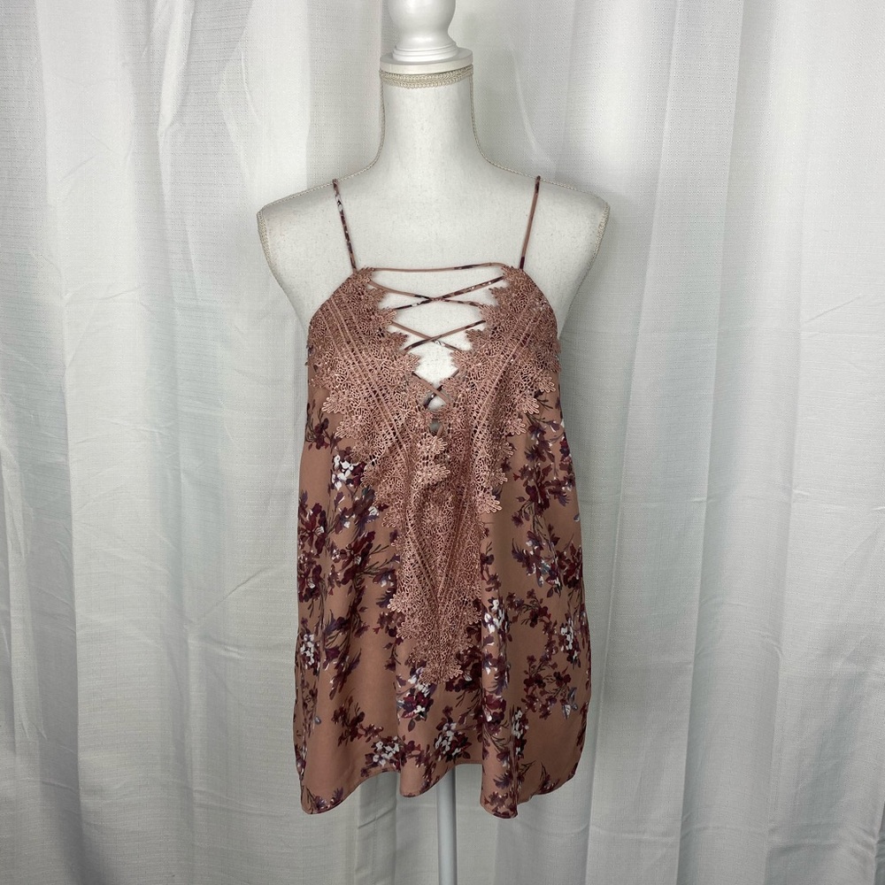 NWT Anthropologie WAYF Pink Floral/Lace Posie Cami - Picture 2 of 8